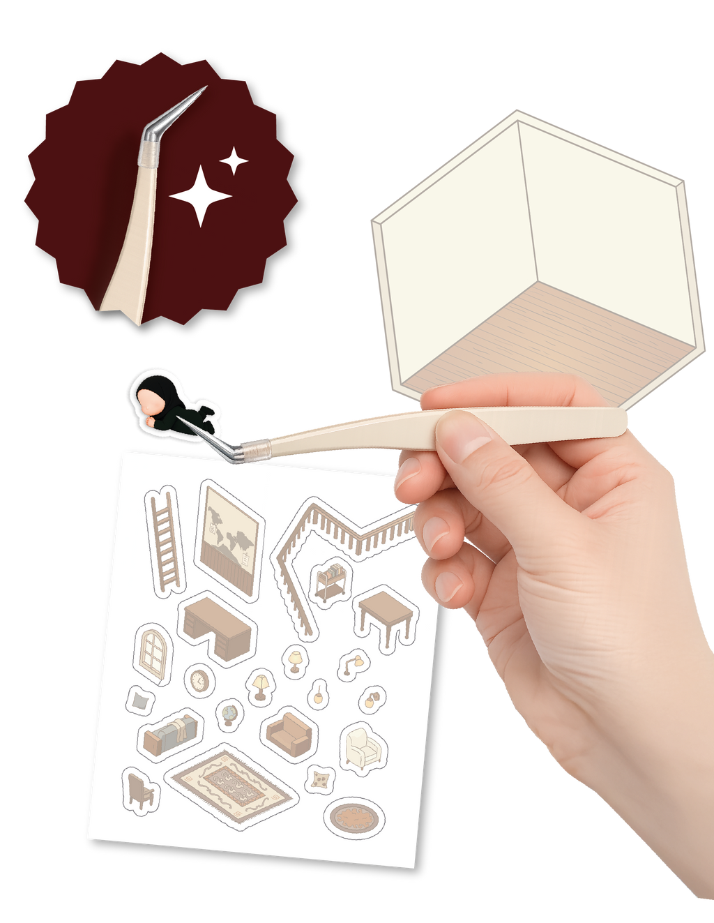 Scène Librairie Islamique - 1 scène + 4 planches de stickers