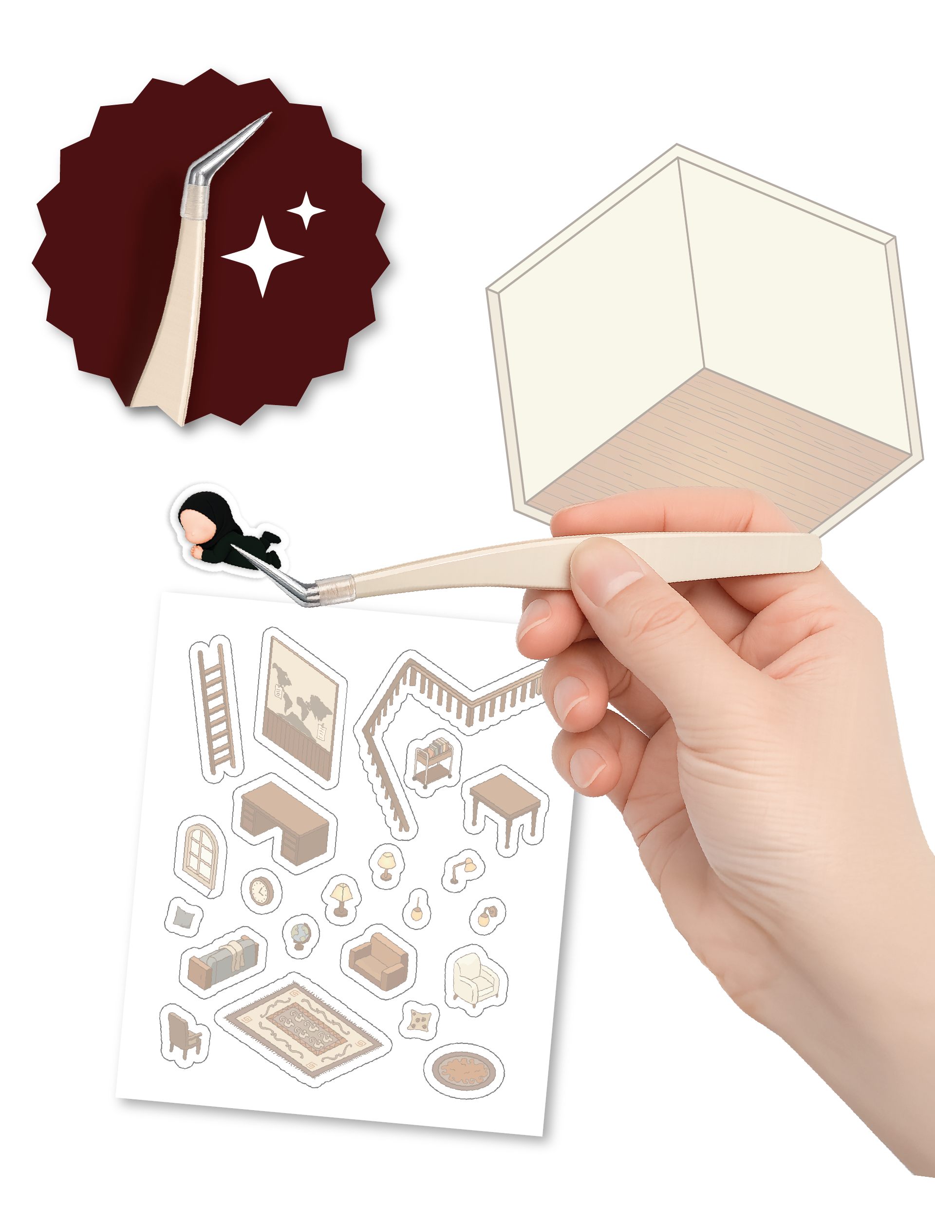 Scène Librairie Islamique - 1 scène + 4 planches de stickers