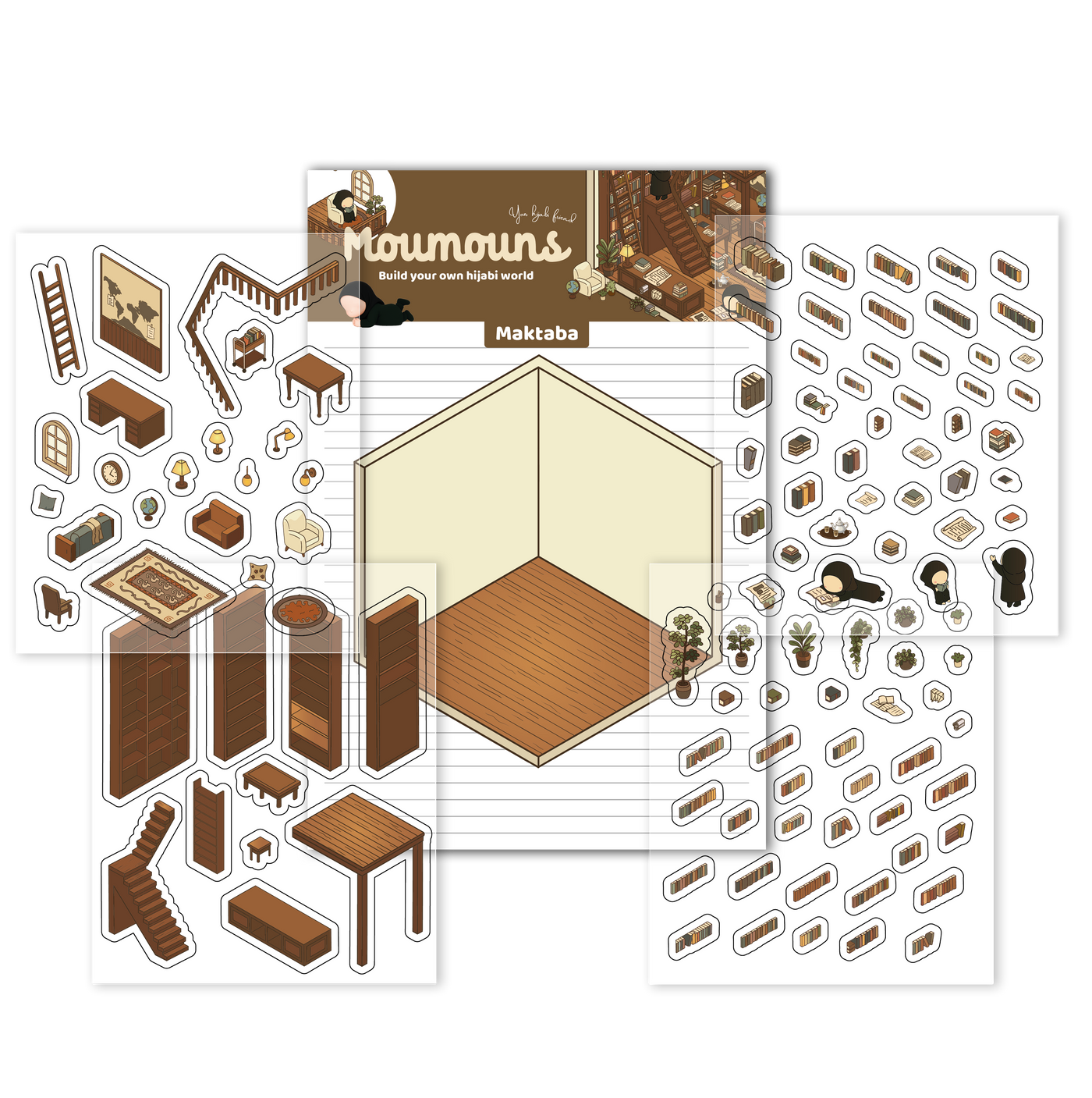 Scène Librairie Islamique - 1 scène + 4 planches de stickers
