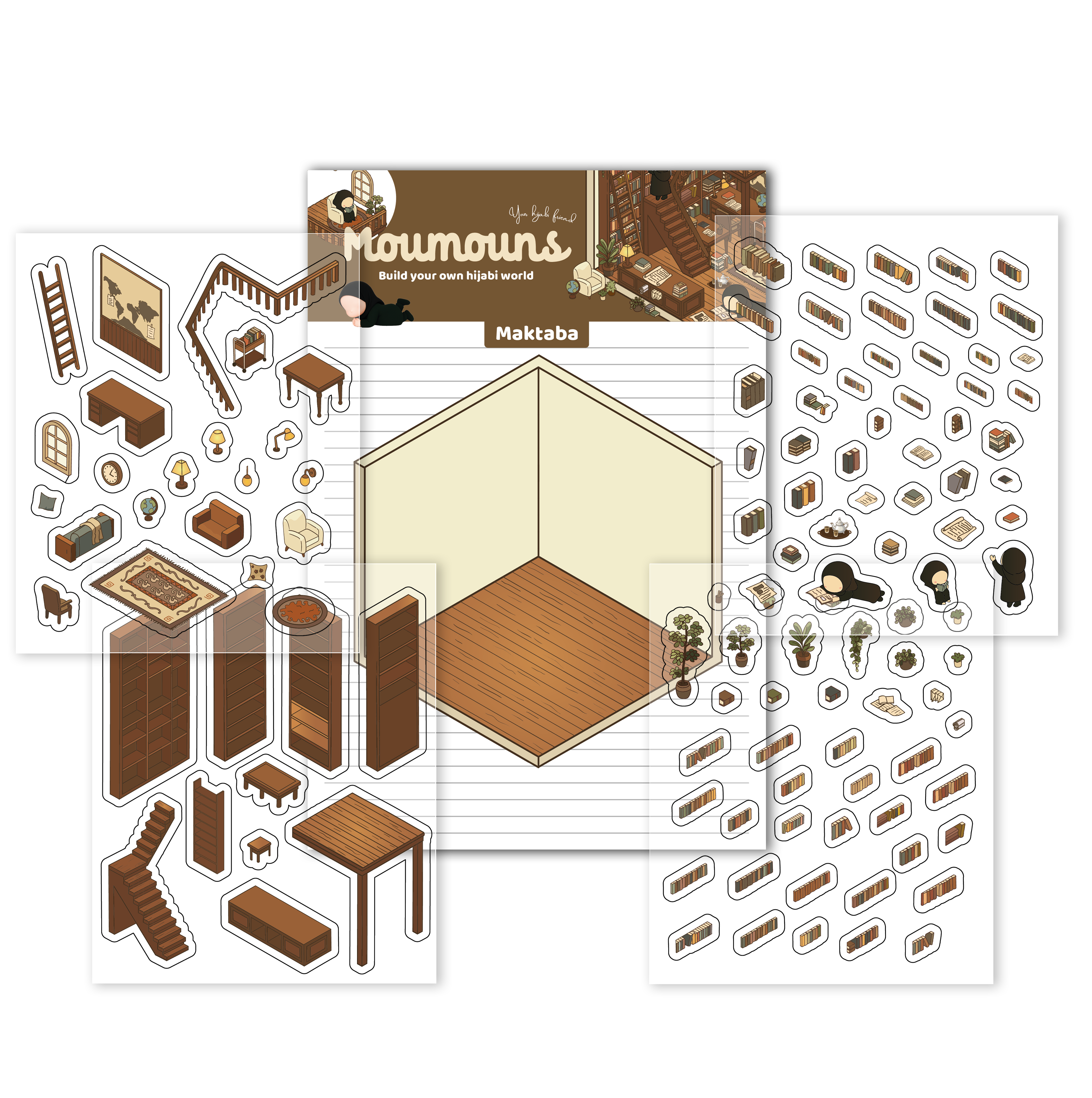 Scène Librairie Islamique - 1 scène + 4 planches de stickers